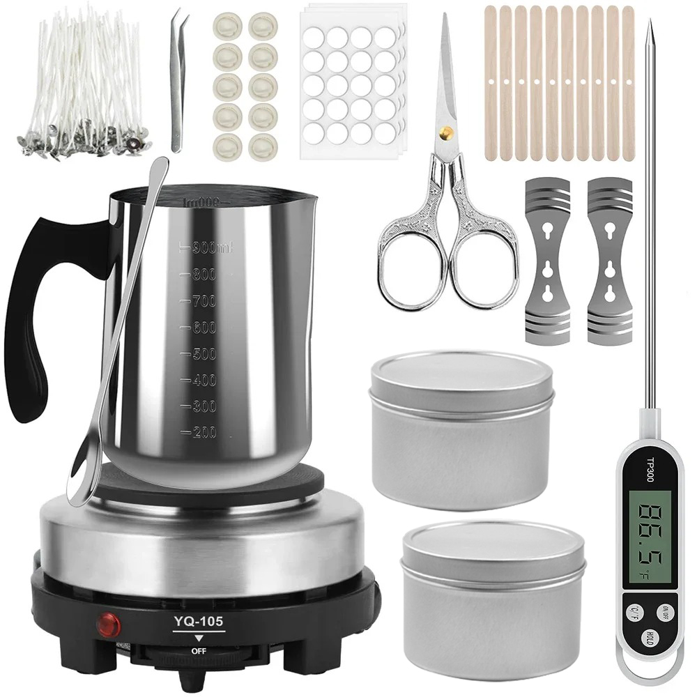 Candle Supplies Kit - وعاء صب الشموع مع لوحة تسخين