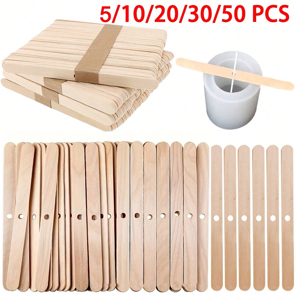 Candle Supplies Kit - 5/10/20/30/50 قطعة حامل فتيل شمع خشبي،