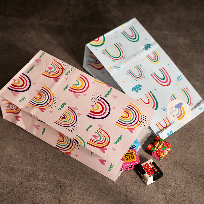 أكياس ورقية صغيرة قوس قزح مطبو - مراجعة Kraft Paper Box وسعره